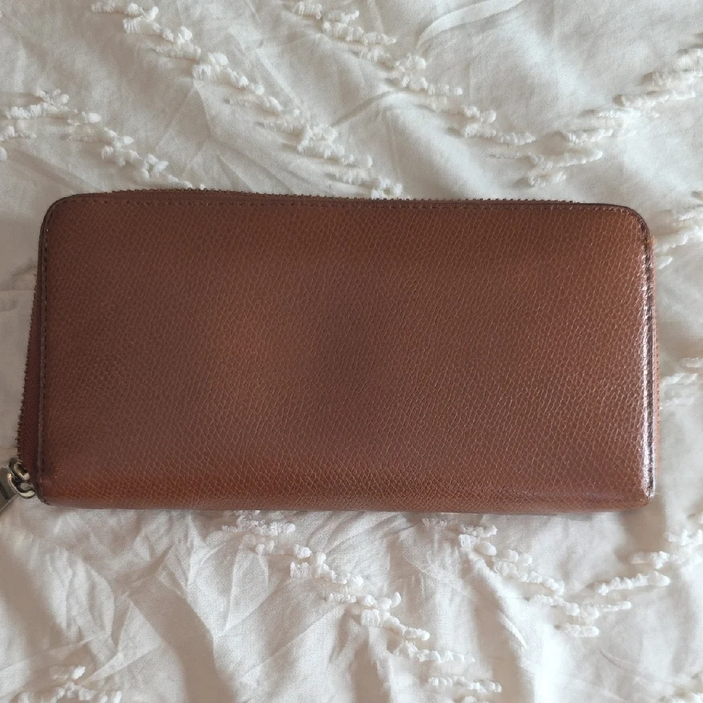 Coach Saddle Brown Leather Accordion Zip Wallet Purse Quiet Luxury Coachcore